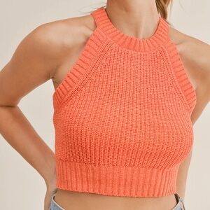 Mable Leona Orange Sleeveless Sweater Top